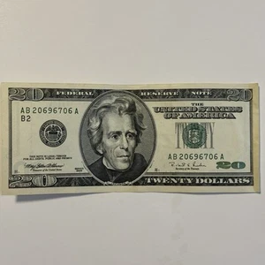 $20 US Dollar Bill 1996 AB 20696706 A Series - Picture 1 of 2