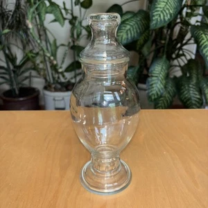Apothecary Jar Vintage 10” Clear Glass Drug Store Candy Jar With Lid - Picture 1 of 5