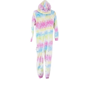 Saint Eve Kids Girls One Piece Pajamas Medium 10/12 Tie Dye Unicorn PJS, Fleece - Picture 1 of 3