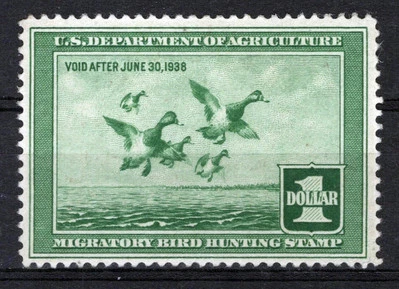 US RW4 MNH VF $1 light green Scaup Ducks Duck Revenue Zayix Stamps 0225MAR0022 - Image 1 of 2