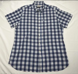 Barbour Shirt Mens Large Blue Plaid Regular Fit Short Sleeve Classic Outdoors - Picture 1 of 7