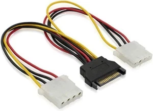 6" SATA 15-Pin Male to Dual 4-Pin Molex Y Power Splitter Adapter cable Desktop - Picture 1 of 4