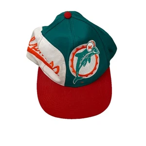Logo 7 NFL Mens Hat Cap Miami Dolphins Football Multicolor VTG 90s Snap Back - Picture 1 of 7