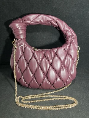 Bolso de Mano Urban Expressions Acolchado Bolso de Hombro Granate/Borgoña Cadena Oro Rosa Foto 1 de 4
