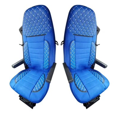 Blau Eco Leder + Wildleder Sitzbezüge für DAF XF 105 Euro 5 2004-13 Truck - Bild 1 von 4