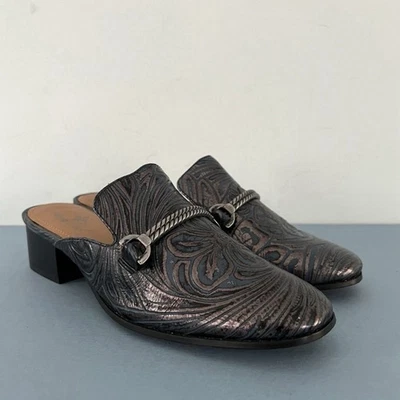 Mocasines Patricia Nash Tilly Tobacco Fields Cuero Herramientas Floral Sin Cordones Mula Foto 1 de 4
