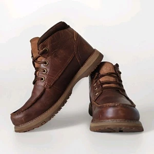 CAT Caterpillar Delamar Boots Men UK 7 Moccasin Shoe Leather Suede Brown Lace up - Picture 1 of 24