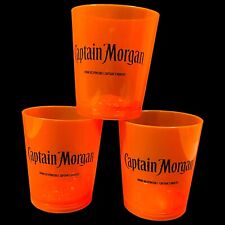Set of 3 Captain Morgan Orange Plastic High Ball Rocks Cups Flashing Lights