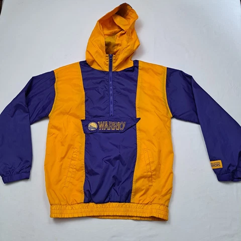 Golden State Warriors Windbreaker Hoodie Jacket NBA Basketball Men's Size Small Cover