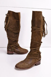 Bed Stu Women’s Redmond Tall Sailor Suede Boots Size 8.5 Brown - Picture 1 of 14
