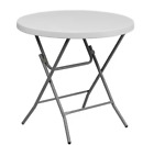 Carnegy Avenue Folding Banquet Table 30.25" Round 2-Person Granite Metal White