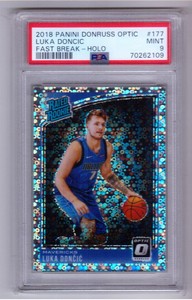 Luka Doncic RC 2018-19 Donruss Optic Fast Break Holo & Hyper Pink Rookie PSA 9
