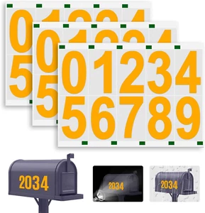 Reflective Mailbox Numbers Sticker, 3 Sets Large 0-9 Self Adhesive Vinyl Waterpr - Picture 1 of 12