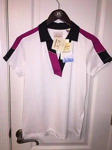 NWT $98 EP Pro White Foreign Affair Golf Polo Top Short Sleeve Shirt Women's S - Picture 1 of 3
