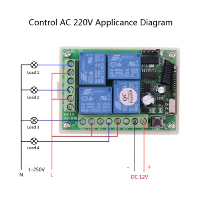 4CH 433Mhz 12V Funk Empfänger Relais Schalter Garagentor mit Fernbedienung - Bild 1 von 4
