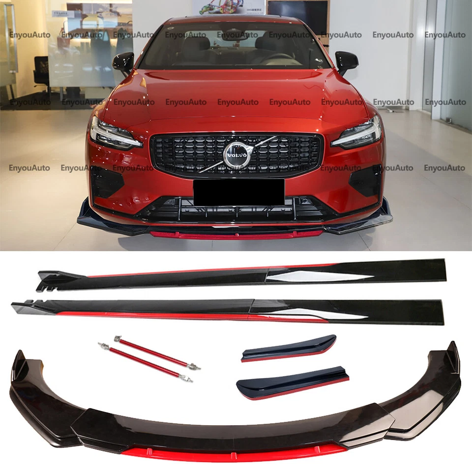 For Volvo S60 S80 S90 Front Bumper Lip 86" Side Skirt Rear Bumper Lip Black Red Foto 1 de 4