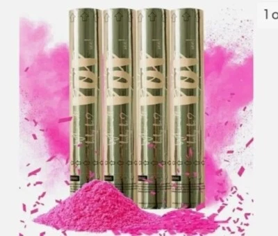 Nuevos cañones de confeti Revelation 4 Baby Gender Reveal 4 4pk (4 rosas) Nuevo en paquete Foto 1 de 4