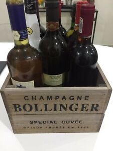 Vintage Style Wooden Bollinger Champagne Wine Crate Box Storage Shabby Chic