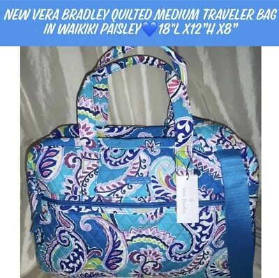 NUEVO Bolso de Viajero Vera Bradley Waikiki Paisley Mediano 💙¡Convertible! Foto 1 de 4