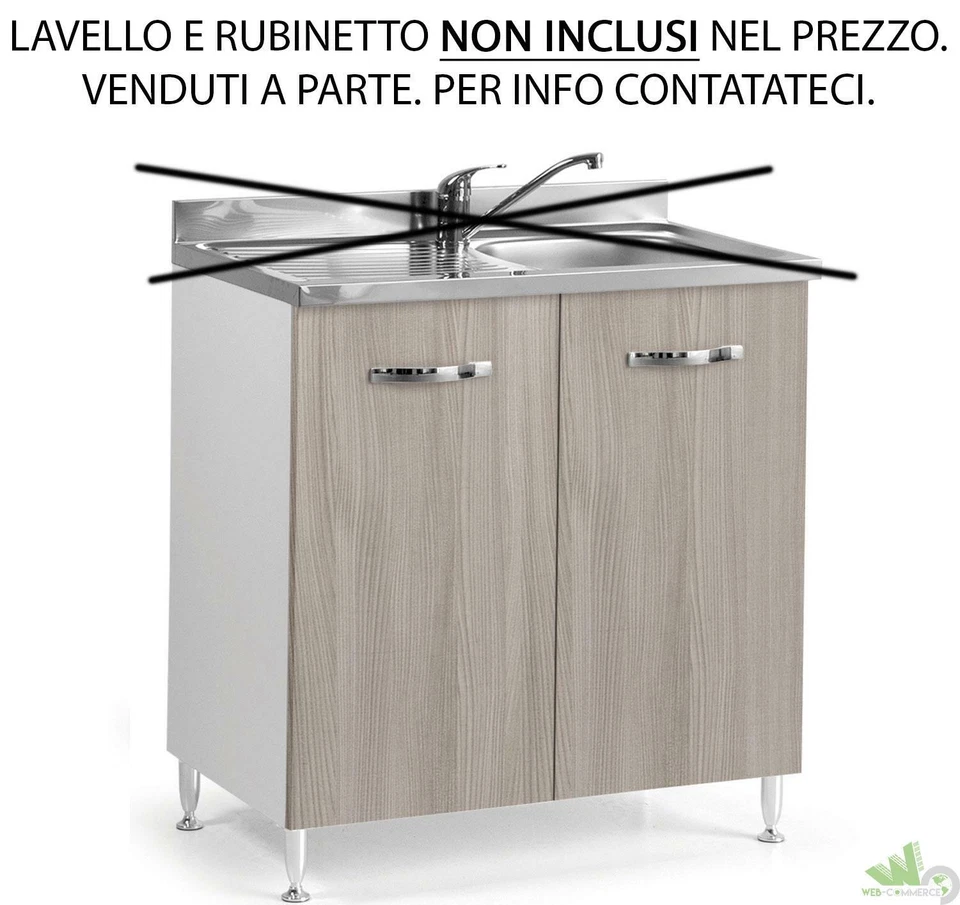 KIT CUCINA BASE SOTTO LAVELLO 80X50X85H LAVANDINO 2 ANTE SPORTELLI OLMO LEGNO - Immagine 1 di 1