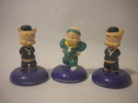 Lot of 3 Vintage Looney Tunes Hip Hop Collection Small Vending Porky Figures Cover