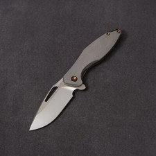 Koenig Knives Mini Arius - Patterned Titanium / Gold Hardware / M390