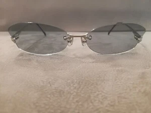 ALEXANDER McQUEEN Cat Eye Sunglasses Models 42-0029 Color Silver \ Blue Lenses - Picture 1 of 5