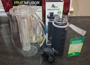 Prodyne Fruit Infusion Natural Fruit Water Pitcher w/ Infuse Fruit Tumbler Cup - Picture 1 of 18