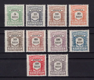 Portugal Angola 1904 POSTAGE DUE #1/10 complete set MH NO GUM, FVF - Picture 1 of 1