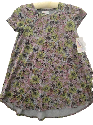 Vestido LuLaRoe Scarlett Meninas 8 Floral Linha A Balanço Bainha Alta Baixa Pulôver Novo com etiquetas - Imagem 1 de 3