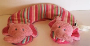 Maison Chic Knit Pink Elephant Neck Pillow Infant Baby Soft Unique - Picture 1 of 5