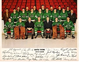 VINTAGE ORIGINAL  1969 1970 SEATTLE TOTEMS  8.5x10.5 TEAM PHOTO HOCKEY - Picture 1 of 2