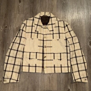 Vintage 60s Jacket Blazer Hippie Disco Sport Coat Size 42 Plaid Wing Collar EUC - Imagen 1 de 12