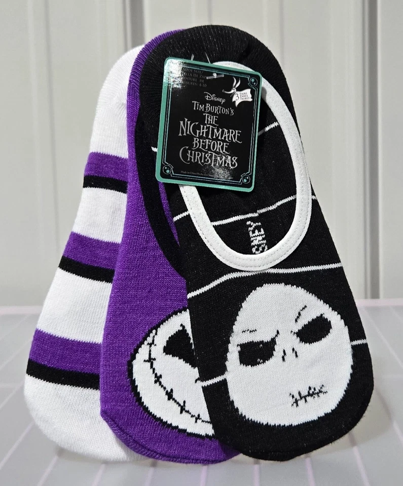 Disney The Nightmare Before Christmas Women's Shoe Size 4-10 Liner Socks 3 Pair