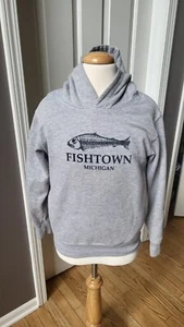Fishtown Michigan (Leland) Hoodie Sweatshirt Gray Youth Size Medium (M) - Picture 1 of 4
