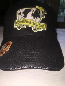 Black Wisconsin Fried Cheese Curds Hat W Bottle Opener Hook N Loop Strapback Hat - Picture 1 of 8