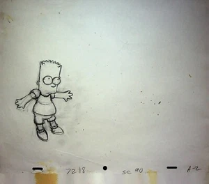 Lápiz de animación dibujado a mano de producción de Los Simpson 20th Century Fox - Imagen 1 de 2