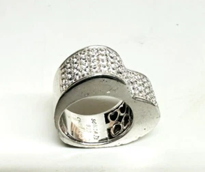 Impresionante anillo ancho vintage Sonia B de plata esterlina 925 circonita cúbica en forma de corazón - Imagen 1 de 7