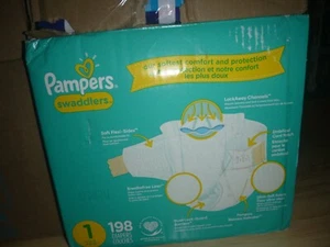 Pañales Pampers Swaddlers tamaño 1, (8-14 libras), ¡caja 198ct! - Imagen 1 de 2