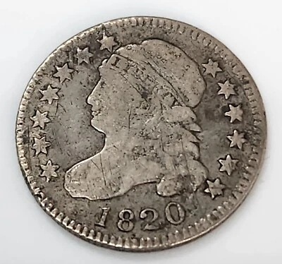 Монета номиналом 10 центов 1820 с крышкой большая O в очень хорошем/хорошем состоянии товара - Изображение 1 из 2