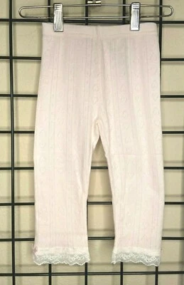 NUEVO NUEVO CON ETIQUETAS Rosa/Blanco Encaje Crop-Almeja Excavadora Tejido Suave Legging PELUCHE Talla 4Y, 6Y o 6X Foto 1 de 4