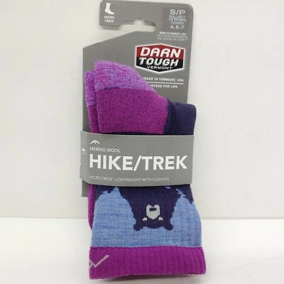 Darn Tough Bear Town Micro Crew Socks Womens Size S (4.5-7) 1970 Purple LW USA - Image 1 of 4