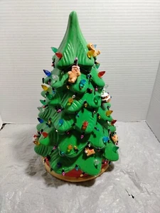 Ceramic Light Up Christmas Tree With Ginger Bread Ornaments 1 Foot Tall - Picture 1 of 5