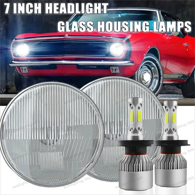 Faros LED redondos de 7 pulgadas para camioneta Dodge D100 D200 D300 haz sellado alto/bajo 2x Foto 1 de 4