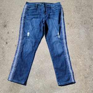 Laurie Felt Classic Denim Embellished Stripe Girlfriend Jeans Size 10 - Picture 1 of 4