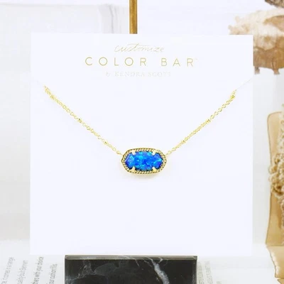 Collar Kendra Scott Elisa Satélite Azul Real Kyocera Ópalo Chapado en Oro Nuevo sin Etiquetas Foto 1 de 4