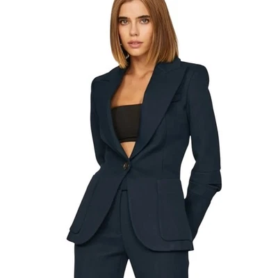 Женский блейзер Marina Moscone размер 0 темно-синий с нашивкой карман на одной пуговице - Изображение 1 из 4