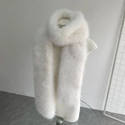 Mujer Piel Sintética Bufanda Lunares Felpa Cuello Calentador Cuello Largo Imitación Piel de Zorro Mantón Foto 1 de 4