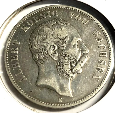 elf Germany Saxony Kingdom 5 Mark 1876 E - Image 1 of 2