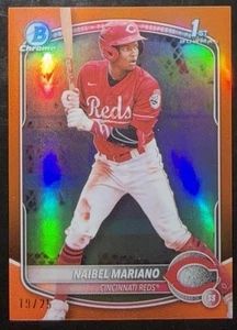 2025 Bowman Chrome Naibel Mariano 1st TRUE Orange Refractor /25 Cincinnati Reds - Picture 1 of 2
